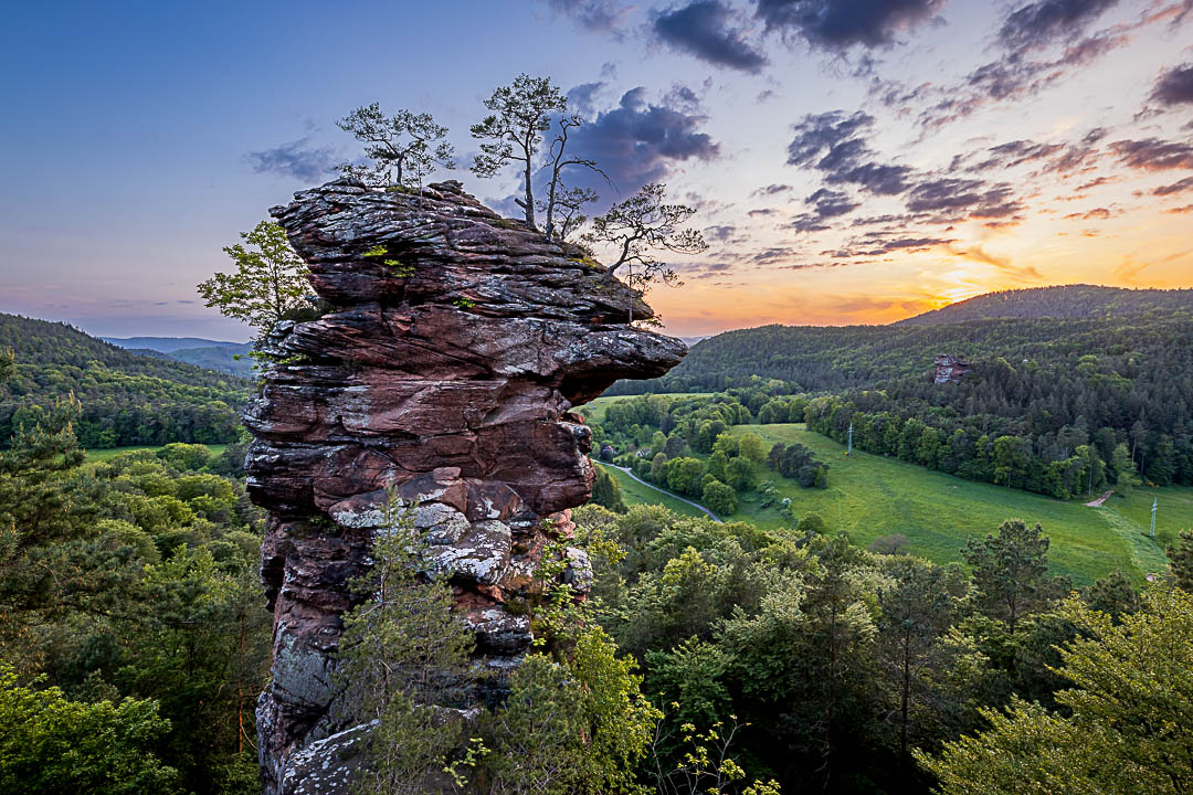 Tagesende am Sternfelsen im Pfälzerwald bei Aberndrot